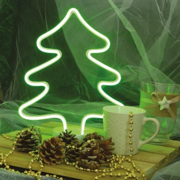 DECORAȚIUNE GEAM CU LUMINĂ DE NEON - BRAD VERDE DECORAȚIUNE GEAM CU LUMINĂ DE NEON - BRAD VERDE