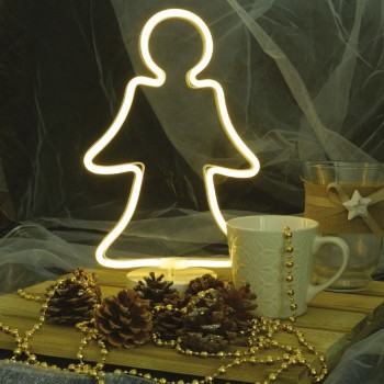 DECORAȚIUNE GEAM CU LUMINĂ DE NEON - ÎNGERAȘ ALB CALD DECORAȚIUNE GEAM CU LUMINĂ DE NEON - ÎNGERAȘ ALB CALD