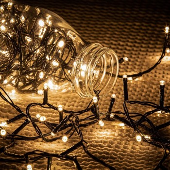 ȘIR LUMINOS 40LED, 4.2m, ALB CALD, CABLU VERDE, CU TIMER   